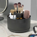 Axyaa Makeup Brush Holder Box, 360° Rotating Organizer, 5-Slot Cup for Cosmetics & Pens