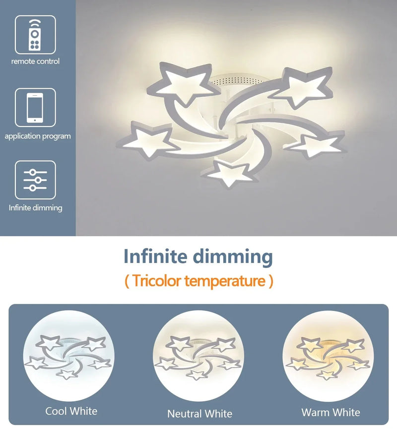 Axyaa Nordic Star LED Ceiling Chandelier Modern Elegant Lighting Fixtures