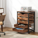 Axyaa Industrial 5-Drawer File Cabinet with Wheels, Wood Office Storage Unit