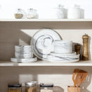 Axyaa Luna Marble Porcelain Dinnerware Set for 4 with Plates and Bowls