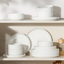 Axyaa Luna 18-Piece Porcelain Dinnerware Set for 6, Plates and Bowls