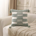 Axyaa Geometric Tufted Tassel Cushion Cover – Blue Brown Grey 18x18inch