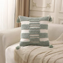 Axyaa Geometric Tufted Tassel Cushion Cover – Blue Brown Grey 18x18inch