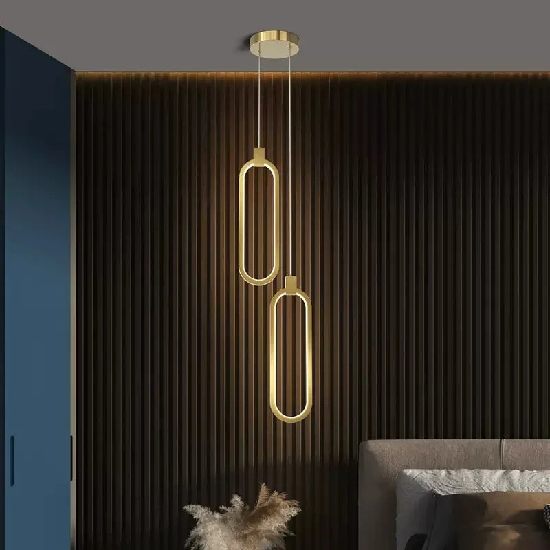 Axya Modern Minimalist LED Pendant Chandelier Black Gold Circular Hanging Lamp