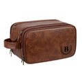 Axyaa Men's Vintage Style PU Leather Toiletry Bag With Hanging Hook