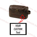 Axyaa Waterproof Leather Toiletry Bag with Hanging Hook - Travel Cosmetic Organizer