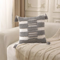 Axyaa Geometric Tufted Tassel Cushion Cover – Blue Brown Grey 18x18inch