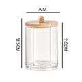 Axyaa Bamboo-Lidded Bathroom Organization Set for Powder Puffs, Cotton Swabs, Medicine Bottles