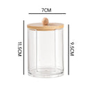Axyaa Bamboo-Lidded Bathroom Organization Set for Powder Puffs, Cotton Swabs, Medicine Bottles