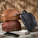 Axyaa Leather Toiletry Bag: Large Organizer with Hanging Hook - Men's Travel Gift