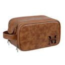 Axyaa Men's Vintage Style PU Leather Toiletry Bag With Hanging Hook