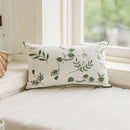 Axyaa Embroidered Leaves Cushion Cover - Green Linen, Chic Design - 45x45, 30x50