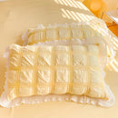 Axyaa Princess Seersucker Bedding Set: Luxury Ruffle Lace Quilt Cover & Bed Skirt