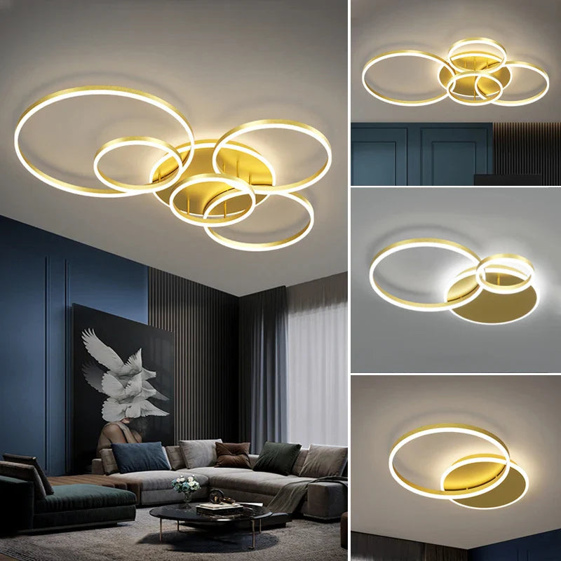 Axya Gold/Black LED Ceiling Chandelier for Home Decor Lighting Fixture