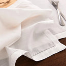 White Cotton Hemstitched Cocktail Napkins by Axyaa - Set of 6