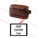 Axyaa Waterproof Leather Toiletry Bag with Hanging Hook - Travel Cosmetic Organizer