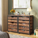 Axyaa Industrial 5-Drawer File Cabinet with Wheels, Wood Office Storage Unit