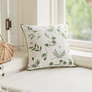 Axyaa Embroidered Leaves Cushion Cover - Green Linen, Chic Design - 45x45, 30x50