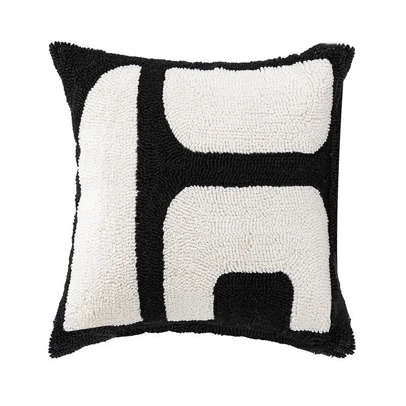 Embroidered Tufted Cushion Cover in Neutral Tones by Axyaa