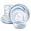 Axyaa Luna Marble Porcelain Dinnerware Set for 4 with Plates and Bowls
