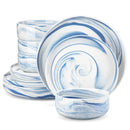 Axyaa Luna Marble Porcelain Dinnerware Set for 4 with Plates and Bowls