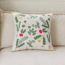 Axyaa Linen Dandelion Leaves Embroidered Pillow Cover 45x45cm