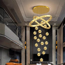 Axyaa Crystal Chandelier Stair Pendant Lamp Living Room Pendant Lights