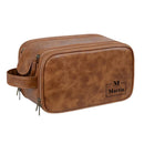 Axyaa Men's Vintage Style PU Leather Toiletry Bag With Hanging Hook