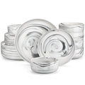 Axyaa Luna 18-Piece Ceramic Dinnerware Set for 6 with Plates and Bowls