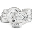 Axyaa Luna 18-Piece Ceramic Dinnerware Set for 6 with Plates and Bowls