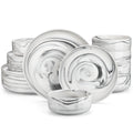 Axyaa Luna 18-Piece Porcelain Dinnerware Set for 6, Plates and Bowls