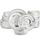 Axyaa Luna 18-Piece Porcelain Dinnerware Set for 6, Plates and Bowls