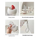 Axyaa 380ml Cherry Glass Water Bottle with Lid and Straw