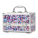 Axyaa Makeup Box 2-Tier Tray Lockable Cosmetic Train Case with Mirror and Handle