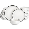 Axyaa Luna 18-Piece Porcelain Dinnerware Set for 6, Plates and Bowls