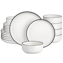 Axyaa Luna 18-Piece Porcelain Dinnerware Set for 6, Plates and Bowls