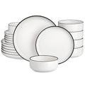 Axyaa Luna 18-Piece Ceramic Dinnerware Set for 6 with Plates and Bowls