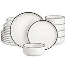 Axyaa Luna 18-Piece Ceramic Dinnerware Set for 6 with Plates and Bowls