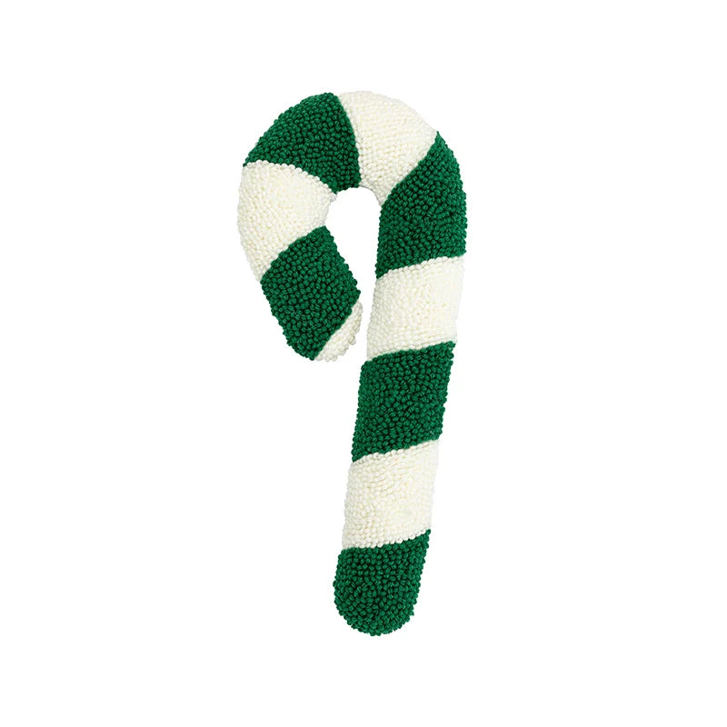 Axyaa Candy Cane Pinwheel Cushion - Green Red Gold - Kids Room Party Decor