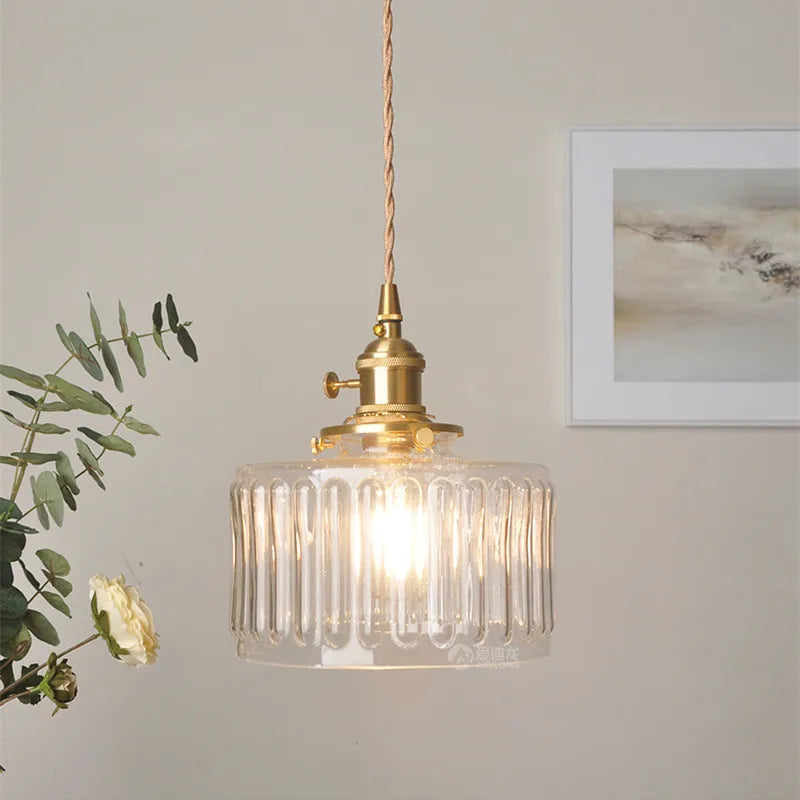 Axyaa Copper Glass Pendant LED Light Fixture Modern Nordic Japanese Design