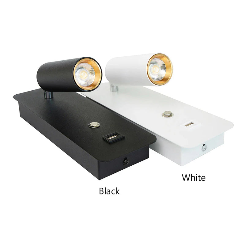 Axya LED Wall Light with Switch & USB - Modern Bedroom Sconce