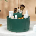 Axyaa Makeup Brush Holder Box, 360° Rotating Organizer, 5-Slot Cup for Cosmetics & Pens