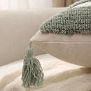 Axyaa Geometric Tufted Tassel Cushion Cover – Blue Brown Grey 18x18inch