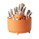 Axyaa Desktop Pen Holder: 360° Rotating Makeup Brush Cup, 5 Slots for Stationery & Makeup
