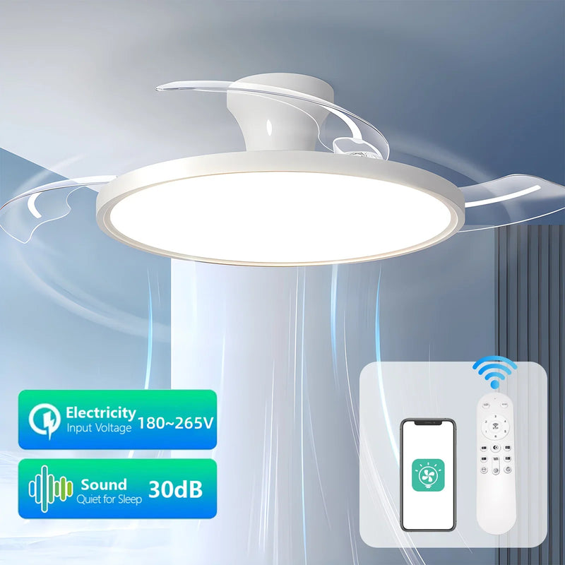 Axyaa Smart Ceiling Fan with Light Remote Control - 42/48 Inch, Retractable Blades