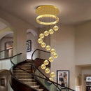 Axyaa Crystal Chandelier Stair Pendant Lamp Living Room Pendant Lights