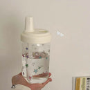 Axyaa Cute Star Plastic Water Bottle with Straw, 500ML