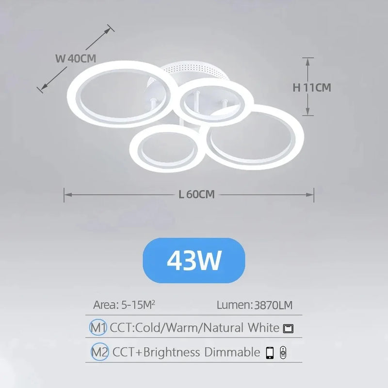 Axyaa Acrylic Circle LED Chandelier Ceiling Light Fixture for Interior Dining Table
