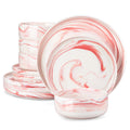 Axyaa Luna Marble Porcelain Dinnerware Set for 4 with Plates and Bowls