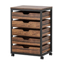 Axyaa Industrial 5-Drawer File Cabinet with Wheels, Wood Office Storage Unit